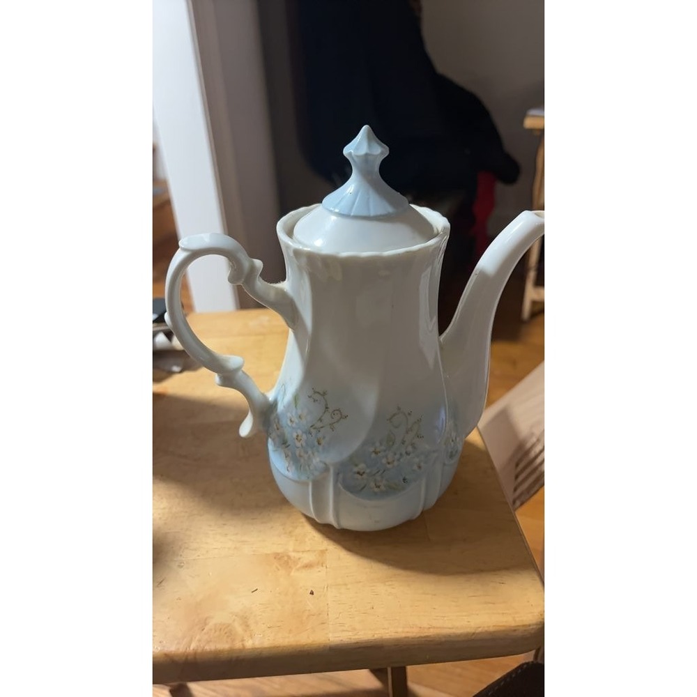 Vintage Porcelain Floral Teapot with Lid